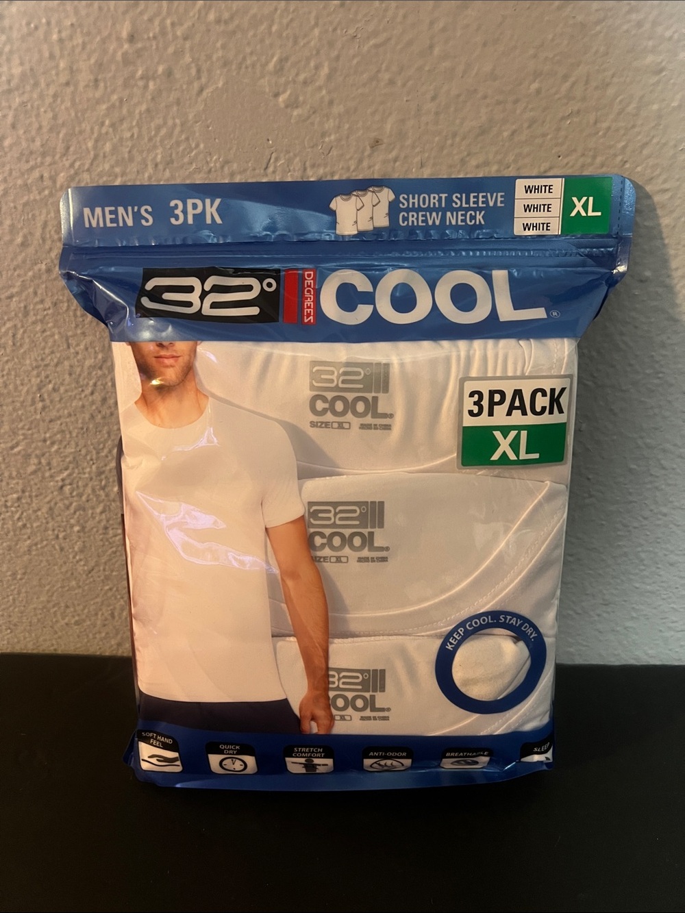 32° Cool Men's 3-Pack White Crew Neck T-Shirts - XL NWT